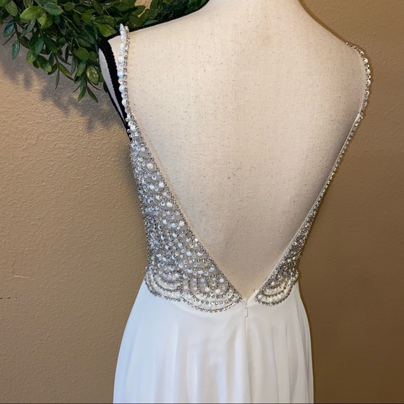 NWOT Lulus Luxe True Love White Beaded Rhinestone Maxi Dress - Picture 9 of 13